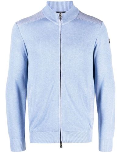 Paul & Shark Zip-up Knitted Cotton Cardigan - Blue