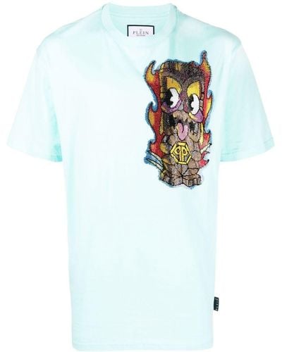 Philipp Plein T-shirt Hawaii con decorazione - Blu