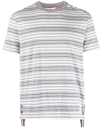 Thom Browne Gestreiftes T-Shirt - Grau