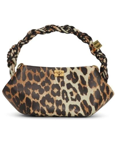 Ganni Mini Bou Leopard-print Tote Bag - Metallic