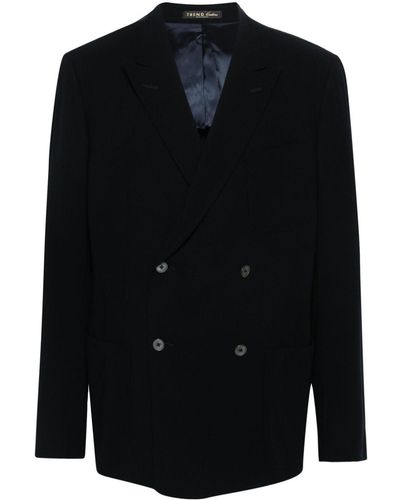 Corneliani Double-breasted Virgin Wool Blazer - Blue