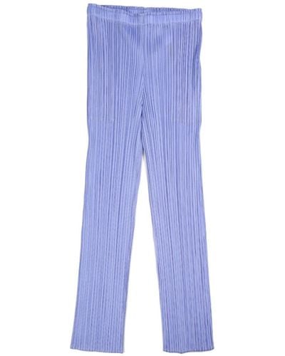 Pleats Please Issey Miyake Plissé-effect slim-fit trousers - Azul