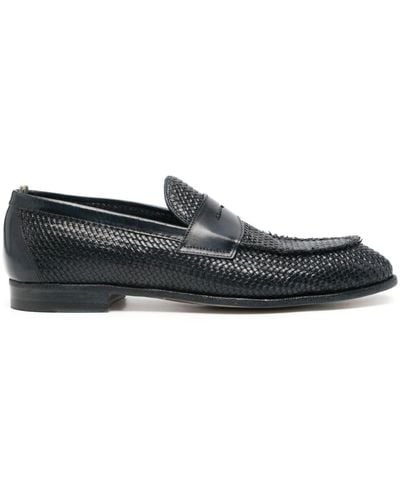Officine Creative Woven Design Loafers - Black