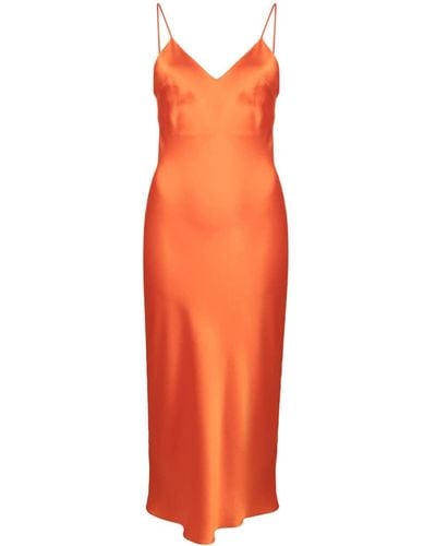Gilda & Pearl Sophia Silk Slip Midi Dress - Orange