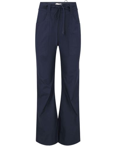 Ulla Johnson Pantalon en coton Daya à coupe évasée - Bleu