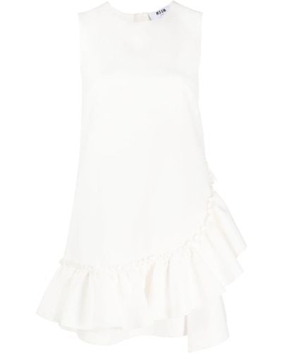 MSGM Ruffled-trim Sleeveless Dress - White
