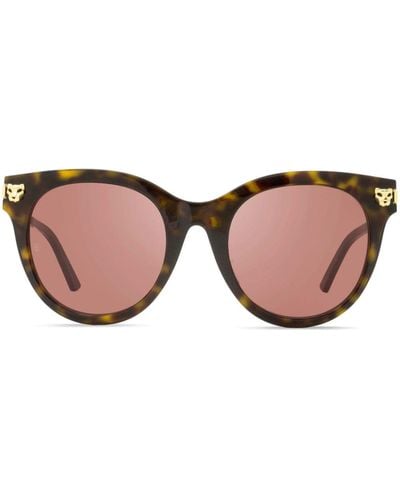 Cartier Ct 0024 Alternative Fit Round-frame Sunglasses - Brown
