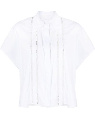 Genny Stripe-detail Short-sleeve Shirt - White