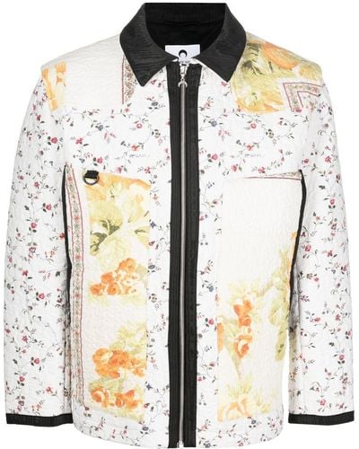 Marine Serre Boutis floral-print quilted jacket - Blanco