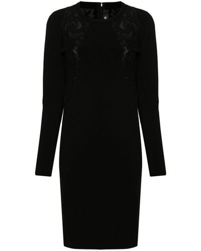 Versace Lace-trim Knitted Mini Dress - Black