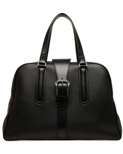 Bally Buckle Leather Tote Bag - Black