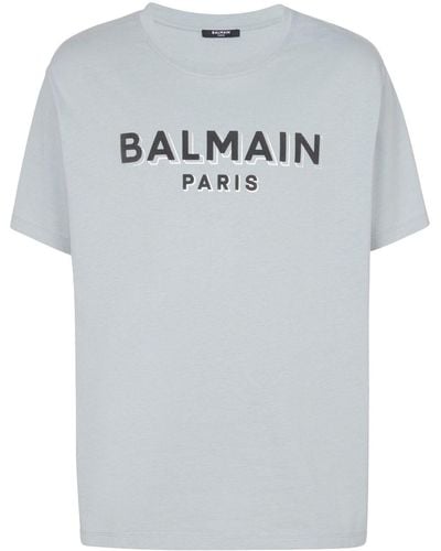 Balmain T-Shirt mit Logo-Print - Grau