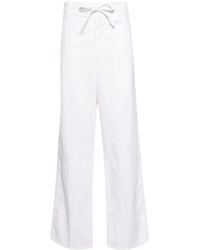 Victoria Beckham Pantalon en coton à lien de resserrage - Blanc