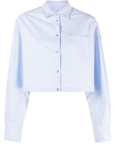 Moncler Cropped Cotton Shirt - Blue