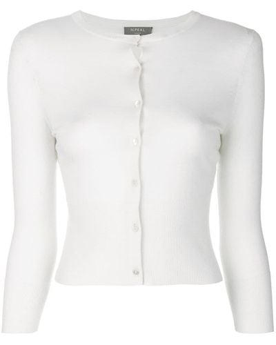 N.Peal Cashmere Superfine Cropped Cardigan - White