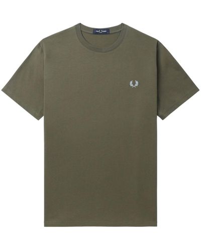 Fred Perry Logo-embroidered cotton T-shirt - Grün