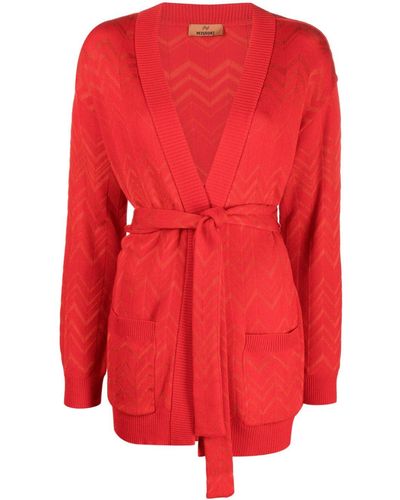 Missoni Zigzag Tie-fastening Cardi-coat - Red