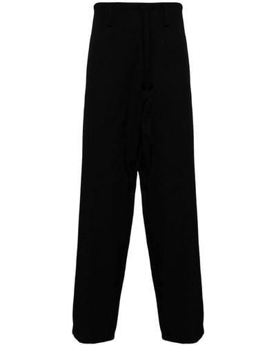 Yohji Yamamoto Dropped-crotch Wool Trousers - Black