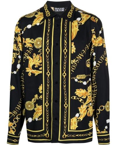 Versace Jeans Couture Overhemd Met Barokprint - Zwart