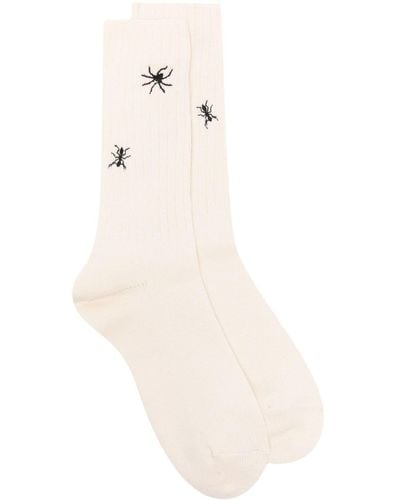 Undercover Socken mit Spinnenstickerei - Weiß