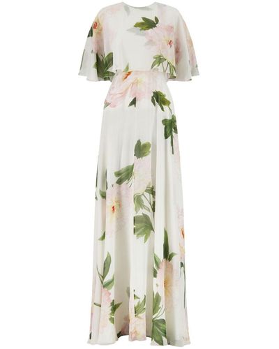 Giambattista Valli Floral-print Maxi Dress - Metallic