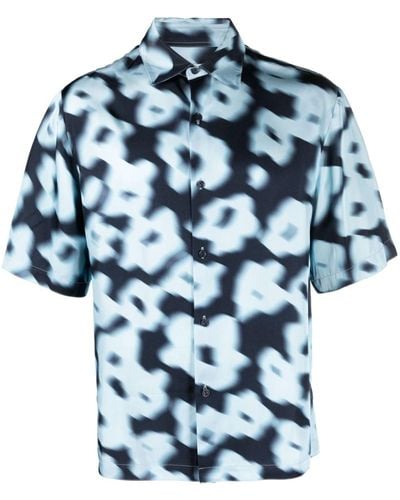 Sandro Floral-print Oversized Woven Shirt X - Blue