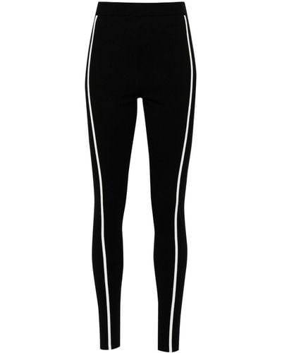 Moschino Stripe-detail Cotton leggings - Black