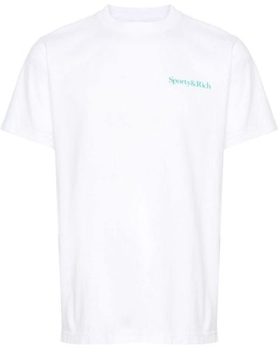 Sporty & Rich T-Shirt mit Slogan-Print - Weiß