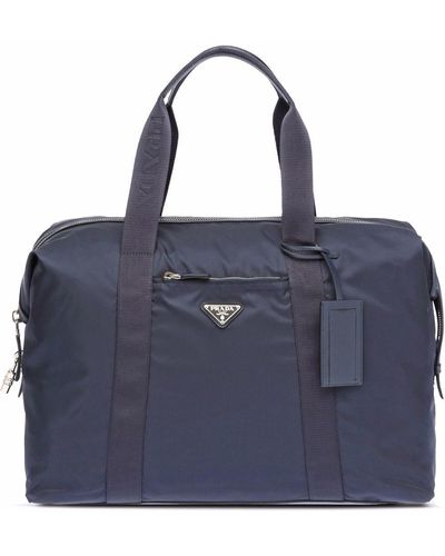 Prada Re-nylon Triangle Logo Holdall Bag - Blue