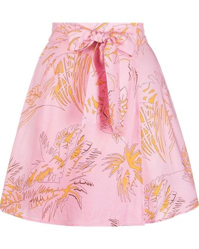 Palm Angels Palm Tree-print Bow-detail A-line Skirt - Pink