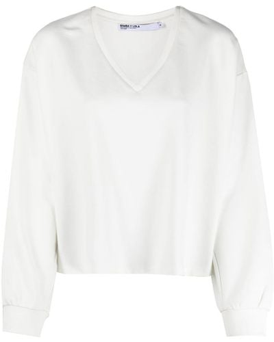 Bimba Y Lola Langarmshirt mit V-Ausschnitt - Weiß