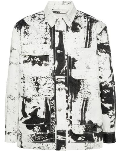 Alexander McQueen Chemise en coton à motif abstrait - Blanc
