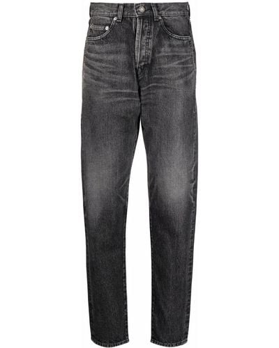 Saint Laurent High-rise Whiskered Tapered Jeans - Gray