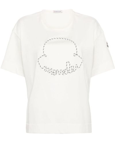 Moncler Katoenen T-shirt Met Logopatch - Wit