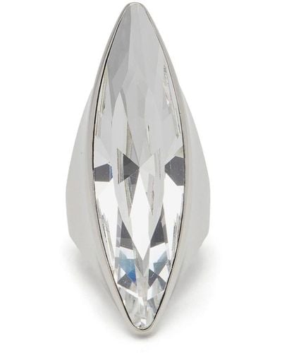 Alexander McQueen Anello Shard con cristalli - Bianco