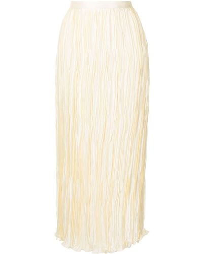 Andrew Gn Silk-satin Pleated Pencil Skirt - Natural