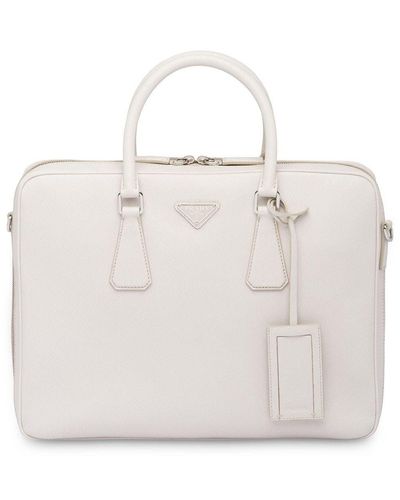 Prada Saffiano Leather Briefcase - White