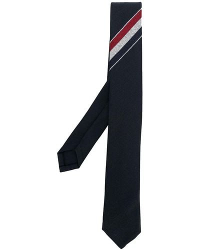 Thom Browne Cravate à détail tricolore - Noir