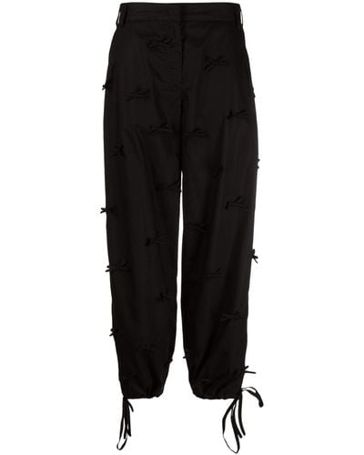 MSGM Pantalon en coton à coupe ample - Noir