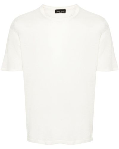 Roberto Collina Geribbeld Linnen T-shirt - Wit