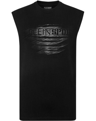 Philipp Plein Débardeur en coton à logo imprimé - Noir