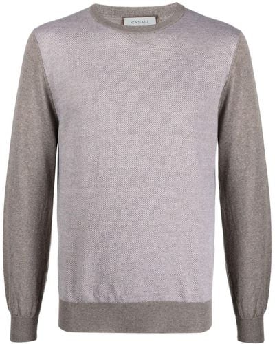 Canali Two-tone Wool Jumper - Grey