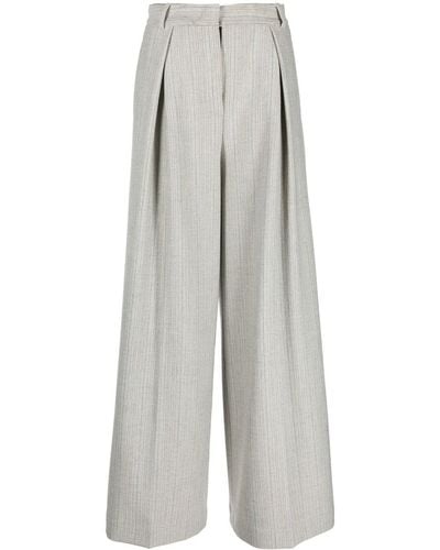 Erika Cavallini Semi Couture Pleat-detail Wide-leg Pants - Gray