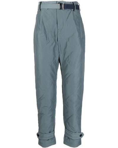 Sacai Quilted Belted Straight Pants - Blue