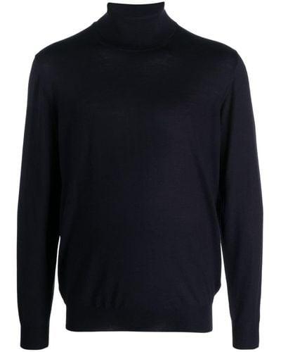 Fedeli Roll-neck Virgin Wool Sweater - Blue