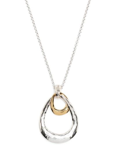 Dower & Hall Hammered-finish Oval-pendant Necklace - Metallic