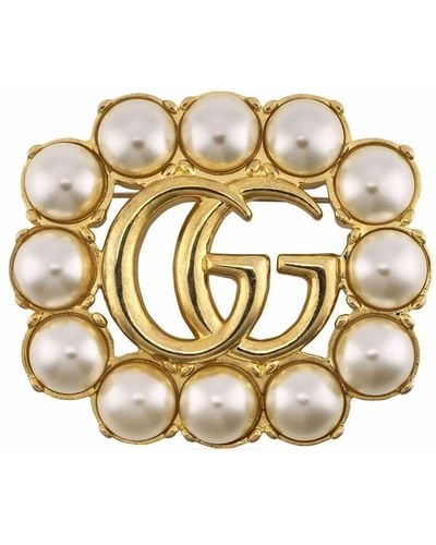Gucci Broches Pearl Double G - Metálico