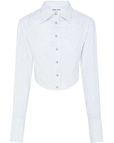 Anna Quan Franking Gestreepte Cropped Blouse - Wit