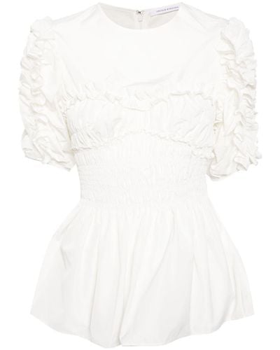 Cecilie Bahnsen Ruffled Flared Blouse - White