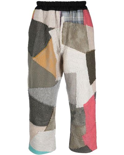 By Walid Cropped Patchwork Pants - Natural